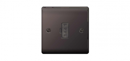 BG Electrical Black Nickel Unswitched Spur with Flex Outlet